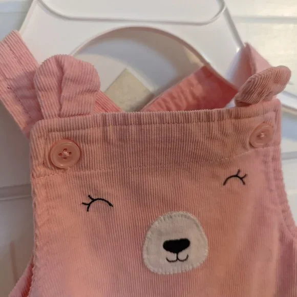 Just One You by Carter's Baby Girl Pink Corduroy Bear Romper sz 3M - Picture 4 of 6